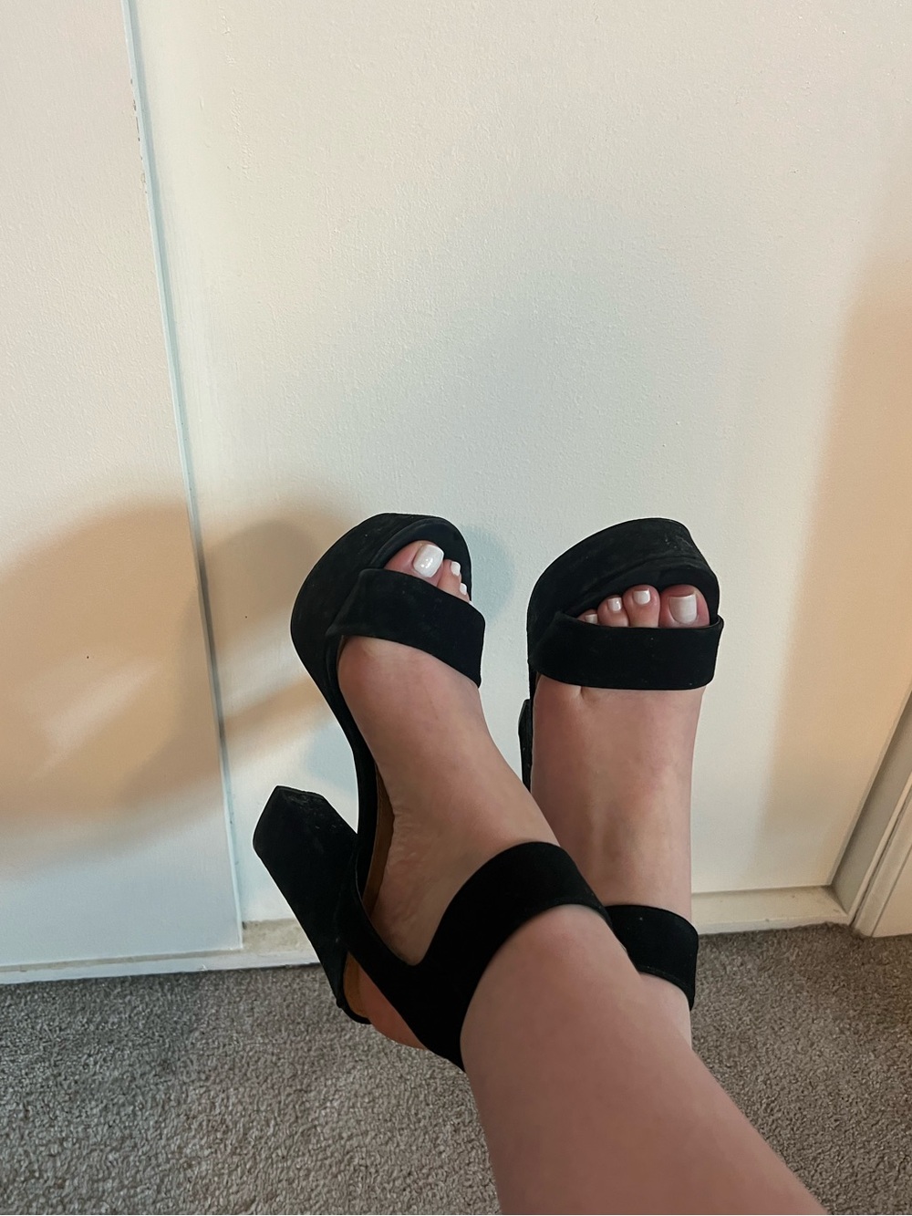 Steve Madden Black Suede Platform Block-Heel Sandals